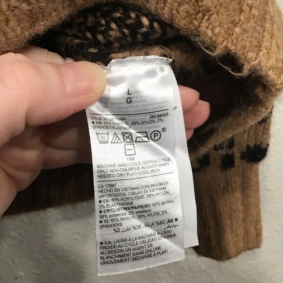 NWT Old Navy Leopard Print Crew Neck Sweater Women’s Size L Tan Black Cozy Knit - Picture 4 of 6